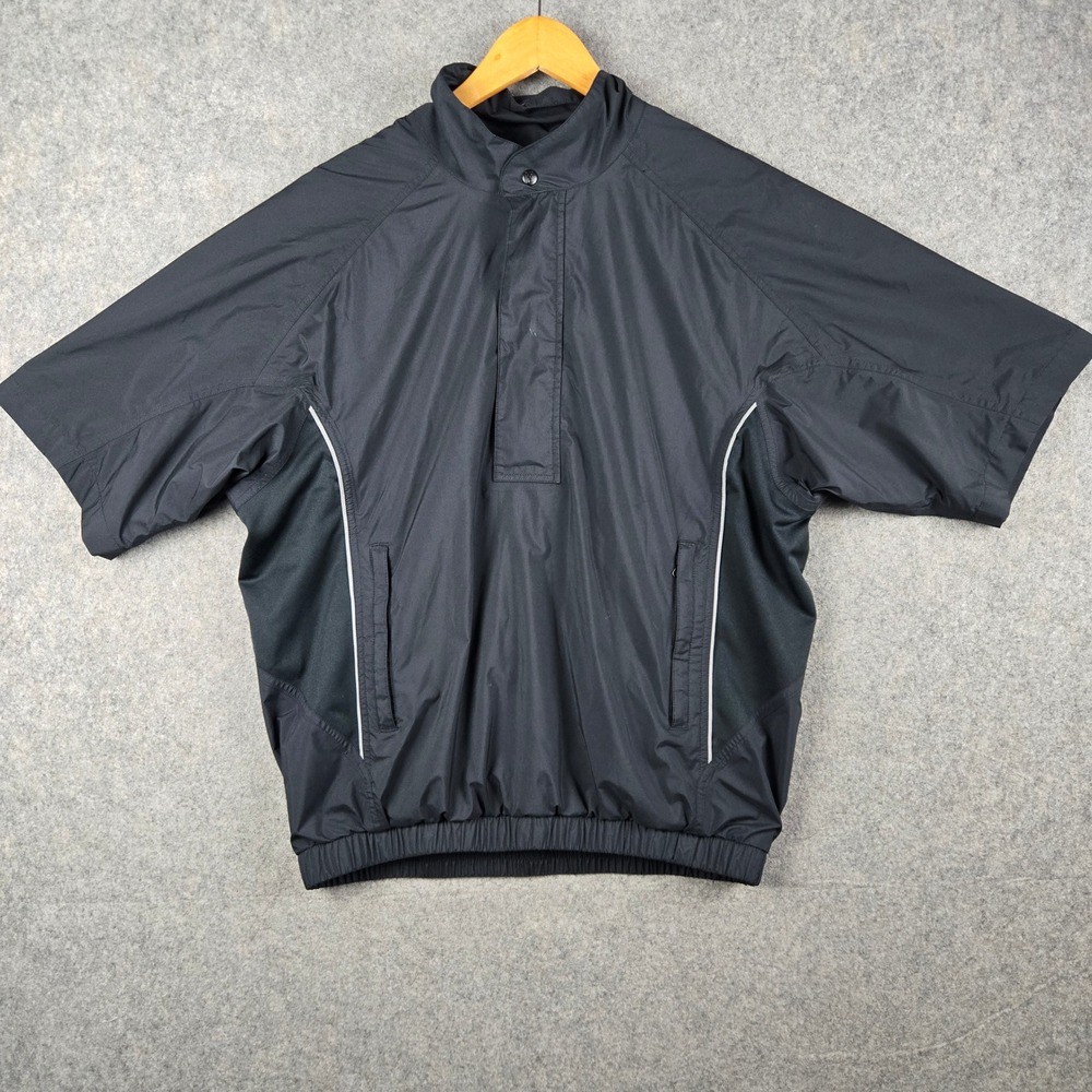 FootJoy DryJoys Jacket Mens Small Black Short Sleeve Pullover Windbreaker Rain